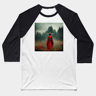 Women Samurai in Rain Baseball T-Shirt